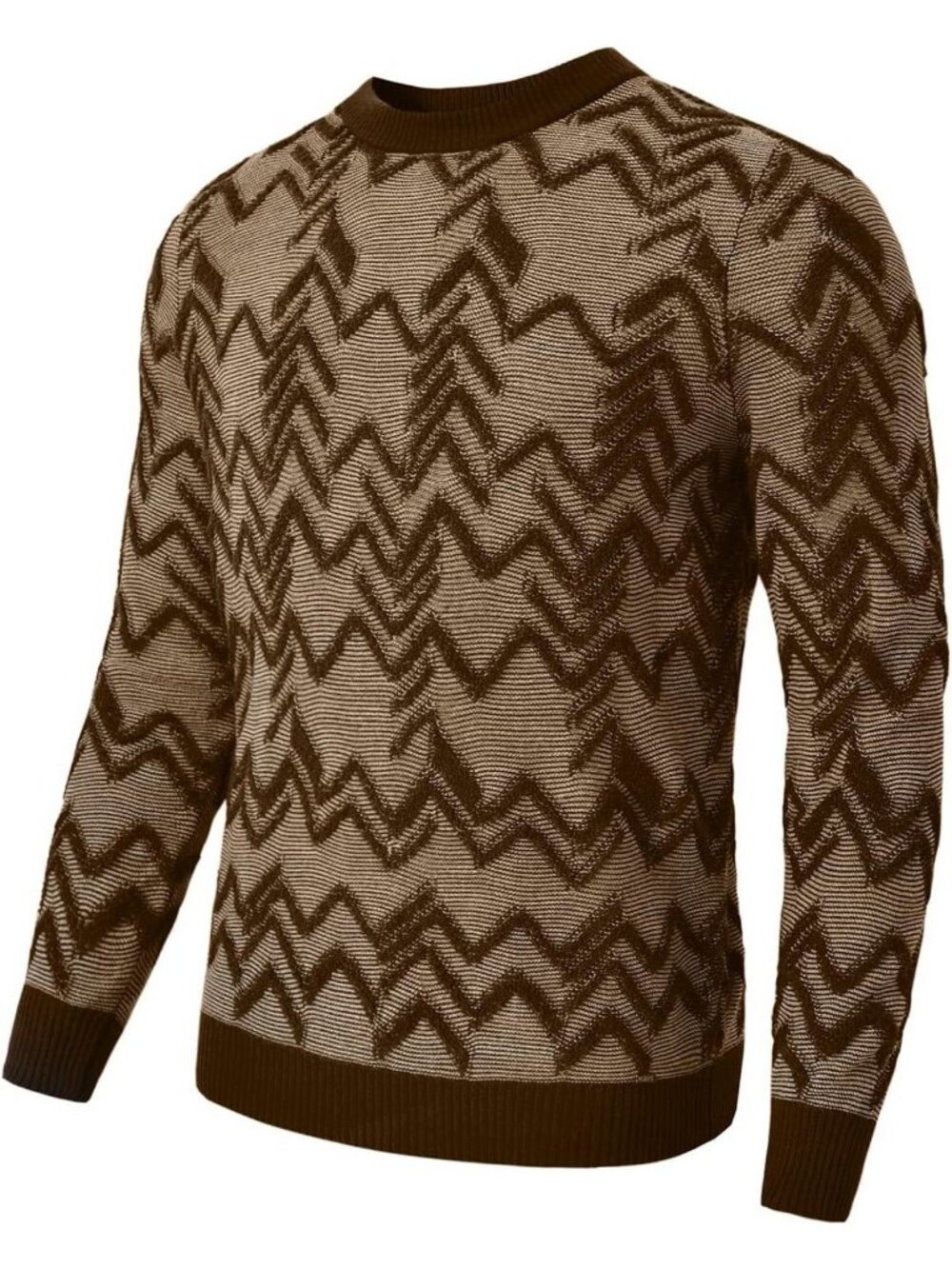 Men's Retro Argyle Long Sleeve Sweater, Slim Fit Crewneck Pullover, Cozy Knit